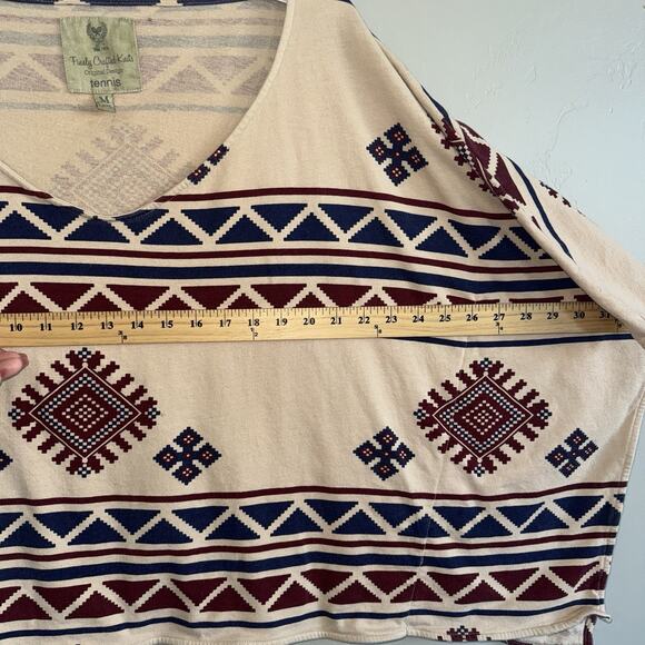 Woman’s Southwest Tribal Geometrical Tunic Top S M Oversized Short Sleeve Flowy - Picture 6 of 9